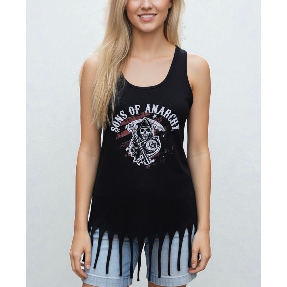 2/$30 Sons Of Anarchy 2013 OFFICIAL Reaper Fringe Tank Top Black SOA Size S